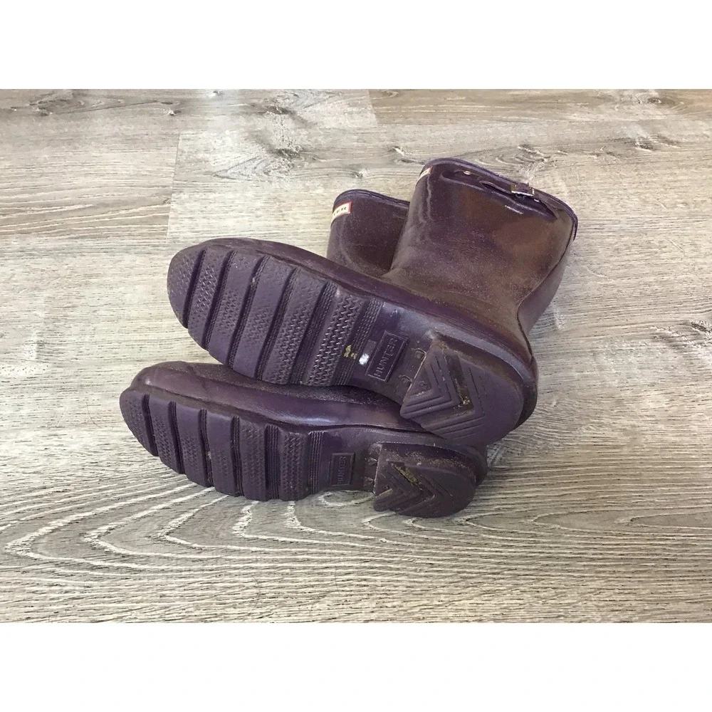 Hunter Rain Boots Girls size 6 Purple Glitter Wellington Waterproof Boots UK 4